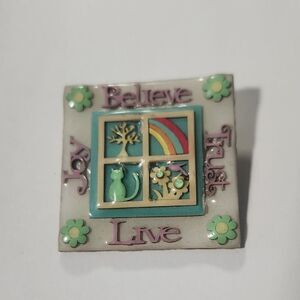 Designs By Lucinda Pin Brooch Vintage Believe Trust Joy Live